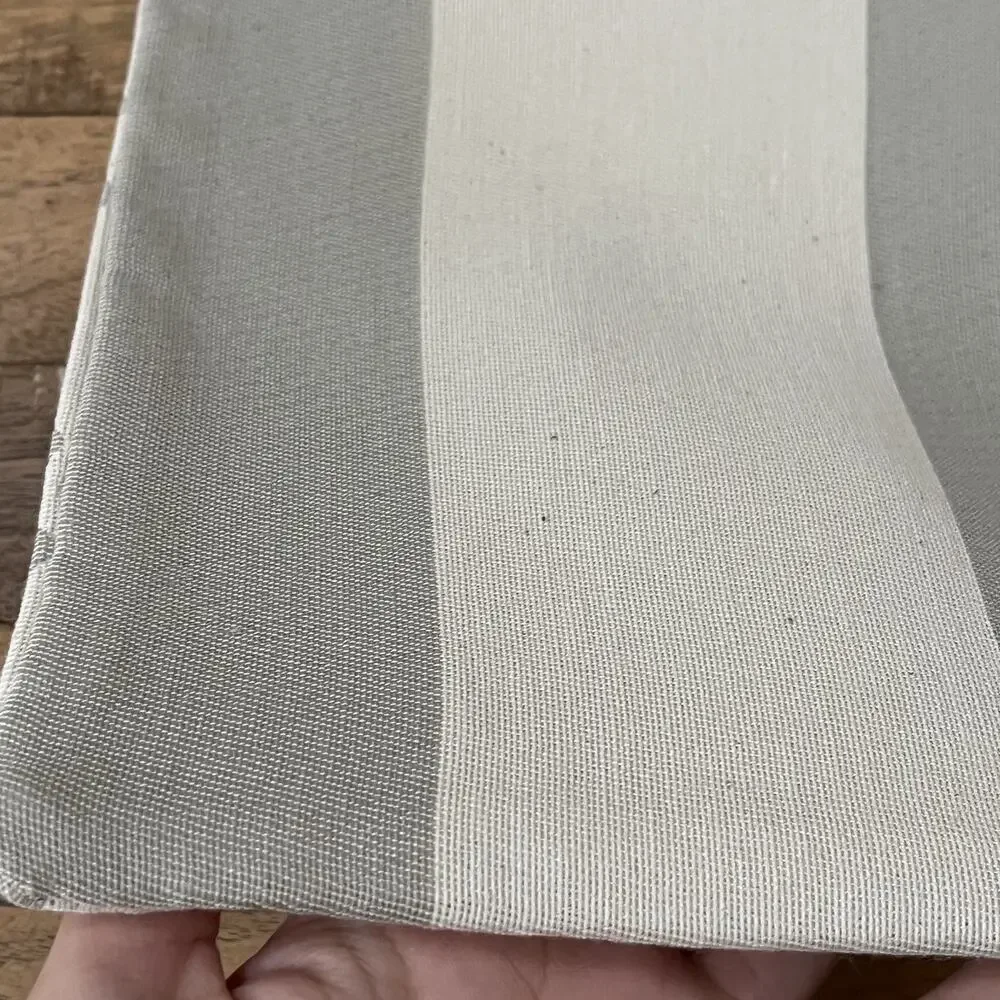 Busatti Cotton Square Pillow Covers (2) Gray & Ivory Striped/Dot Pattern Zipper